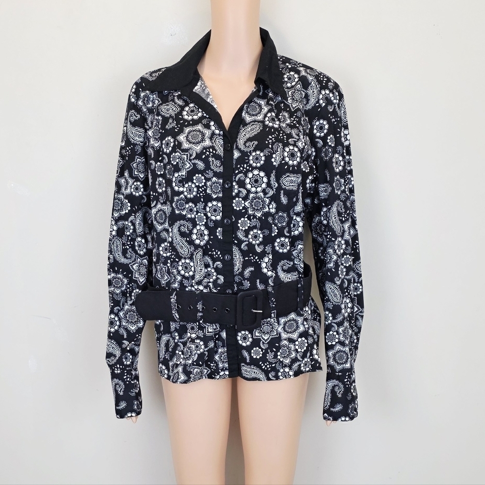 Cato Long Sleeve Button Down Belted Shirt